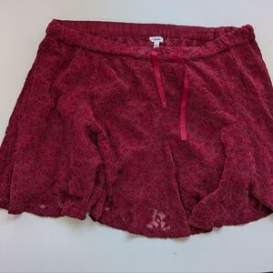 A New Day Burgundy Velvet Burnout Lace Skirt Women XL Whimsigoth Dark Academia
